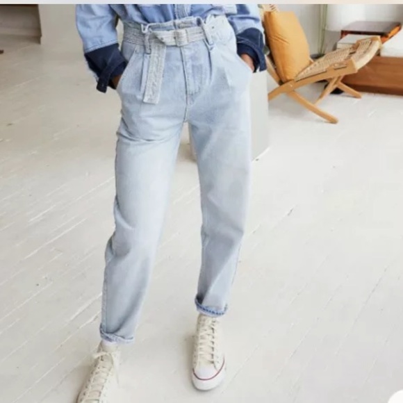 NWOT Free People High Waisted Belted Distressed jeans size 30 - Picture 1 of 6